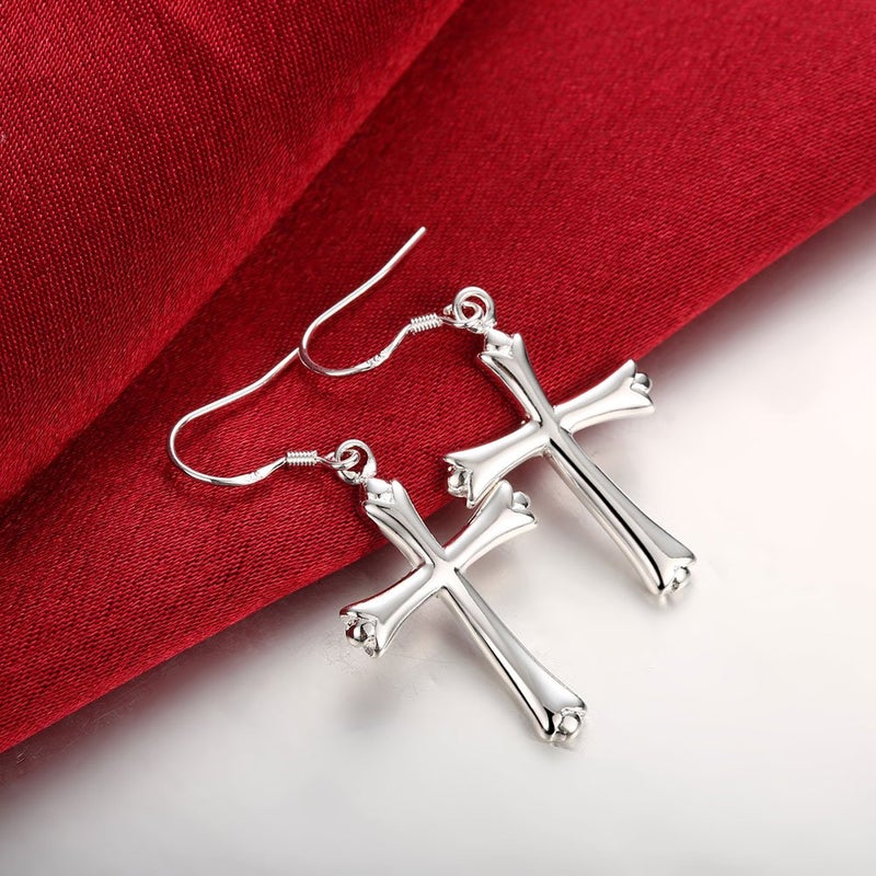 AMBESTEE Cross Drop Dangle Earrings Sterling Silver Plated Fashion Earring Dangles for Women - Image 4