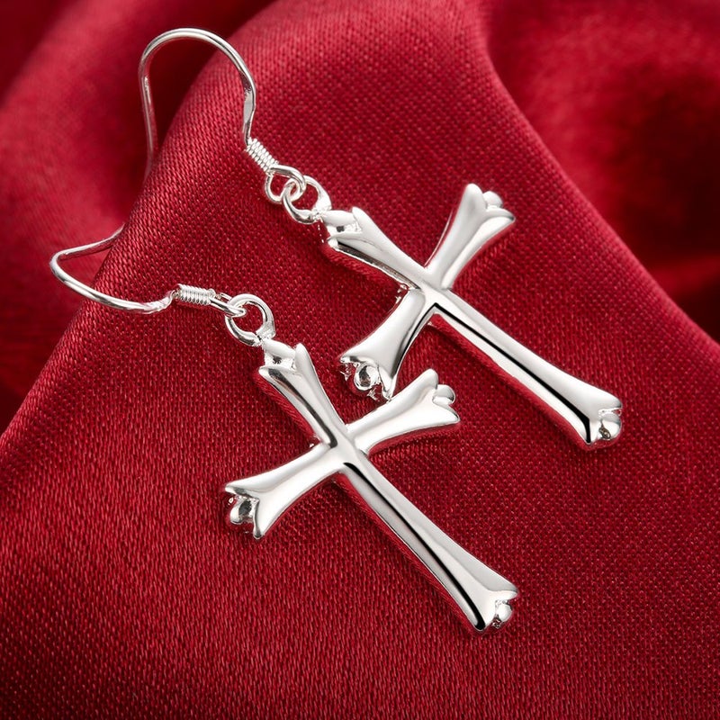 AMBESTEE Cross Drop Dangle Earrings Sterling Silver Plated Fashion Earring Dangles for Women - Image 5