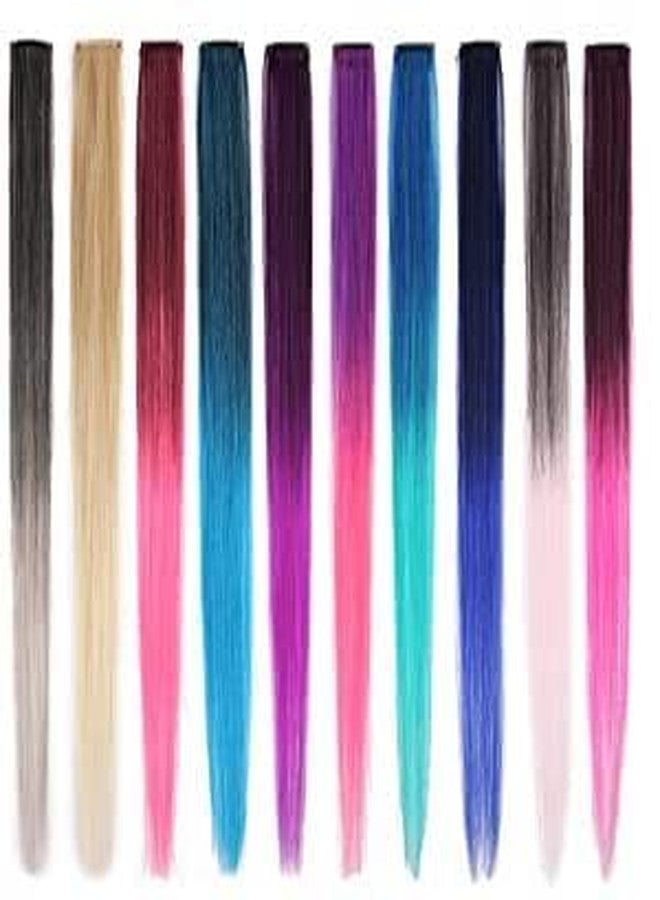 WHISKET Clip in Hair Extensions, Colored Hair Extensions Party Highlights Long Straight Synthetic Hairpieces for Women Kids Girls [20 Pcs] Multi Colors - Image 5
