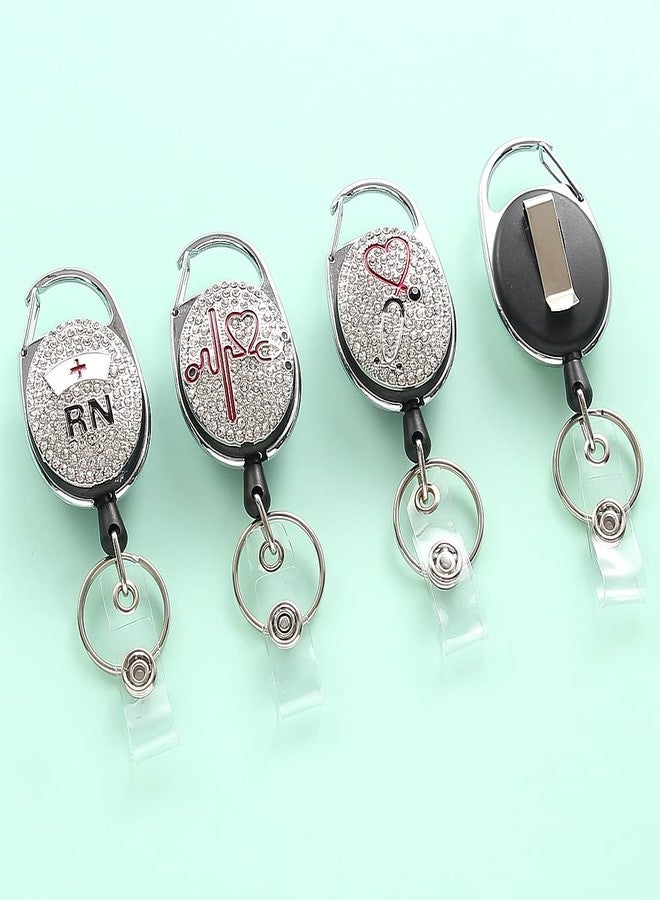 Coeufuedy 2 Pieces Bling Retractable Nurse Keychain,Cute Shiny Badge Reel Holder for ID Card,Gift for Nurse Students,Doctor - Image 4