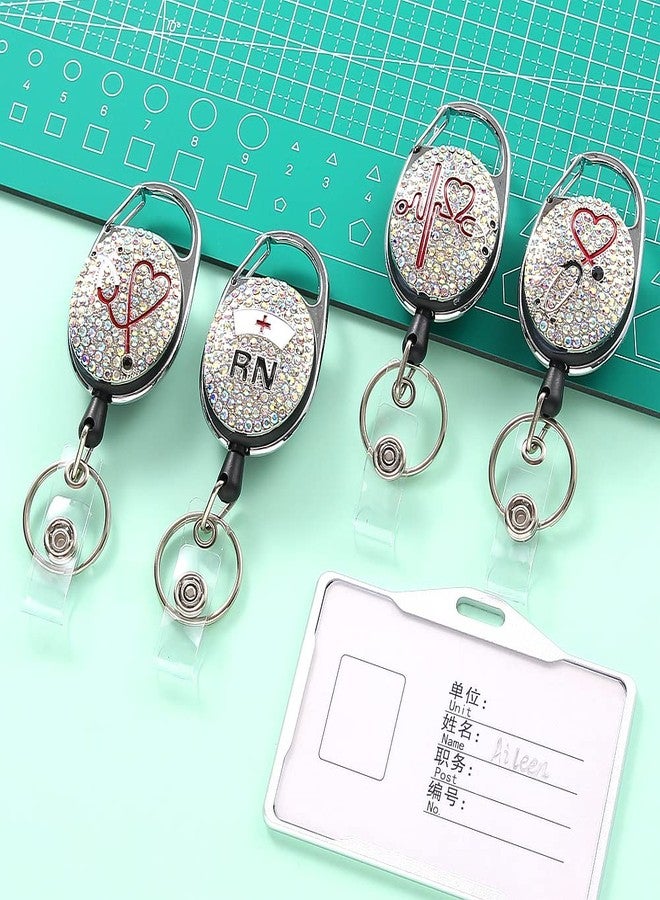 Coeufuedy 2 Pieces Bling Retractable Nurse Keychain,Cute Shiny Badge Reel Holder for ID Card,Gift for Nurse Students,Doctor - Image 3