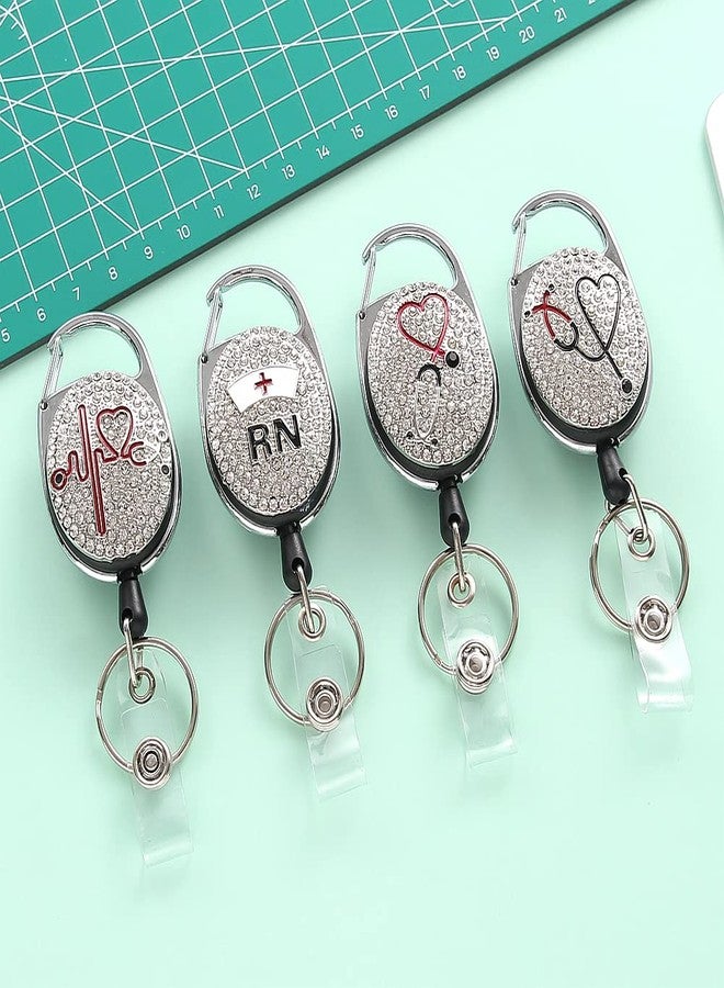 Coeufuedy 2 Pieces Bling Retractable Nurse Keychain,Cute Shiny Badge Reel Holder for ID Card,Gift for Nurse Students,Doctor - Image 5