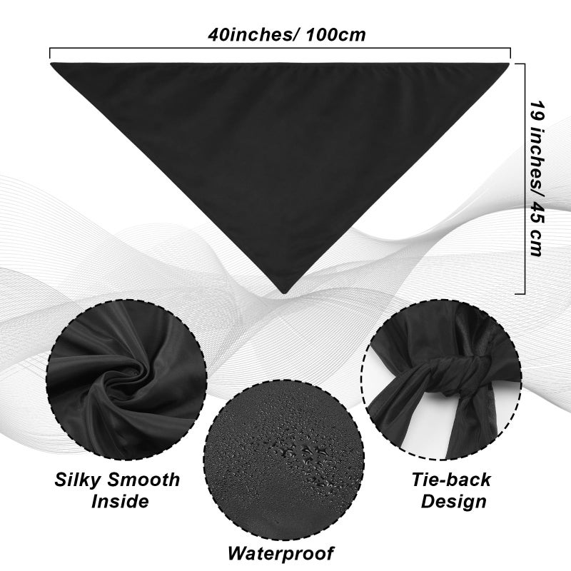 Cuffbow 2 Pcs Satin Lined Bandana Waterproof Head Scarf Non-Slip Hair Scarf Large Triangle Waterproof Rain Headband for Women Black - Image 2