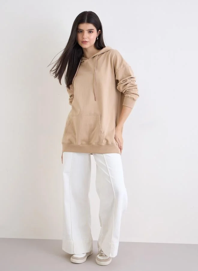 Styli Styli Slogan Print Longline Oversized Hoodie