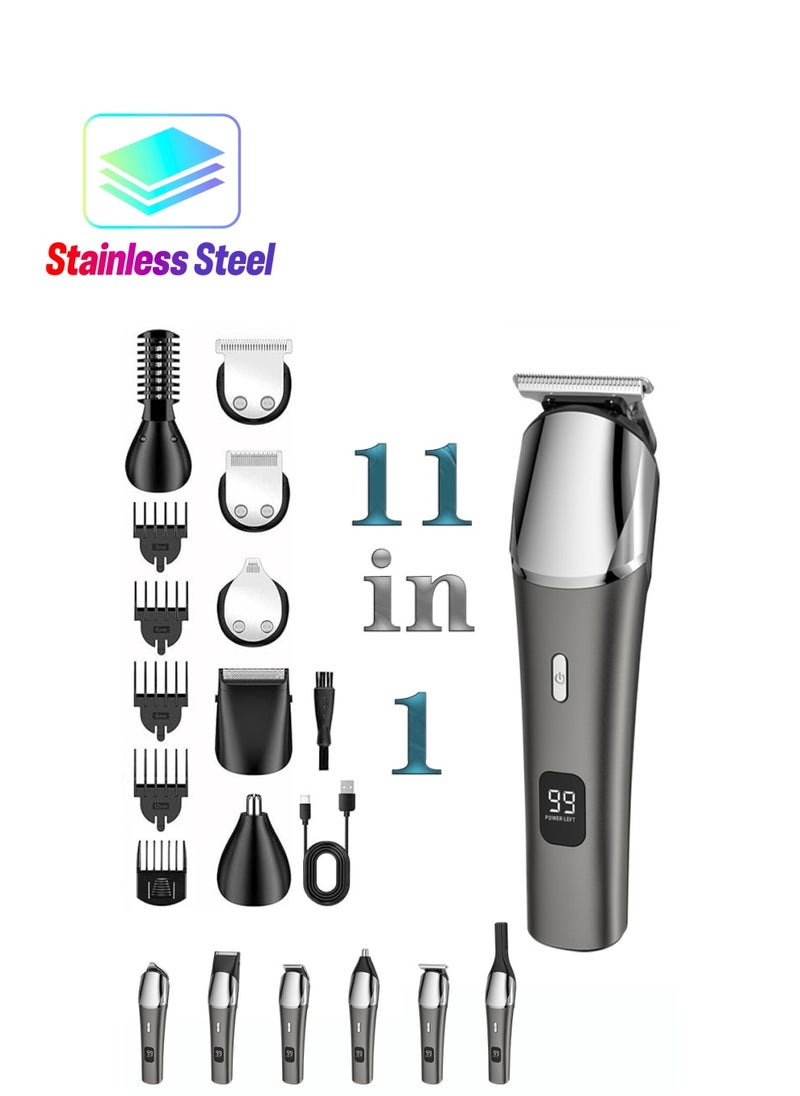 Luttec 11 in 1 Hair Clipper Cordless Professional Hair Trimmers Beard Trimmer ,Multifunctional Mens Grooming Kit for Beard Face Nose and Ear Hair USB Rechargeable Electric Shaver for Men with Storage Base  - Image 1