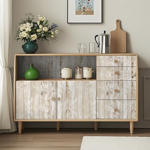 Decoroom Wood Wallpaper Peel and Stick, Shiplap Self Adhesive Contact Paper for Cabinets and Drawers, Removable Wood Grain Wall Paper Easy to Clean 17.7"×118" - Image 5