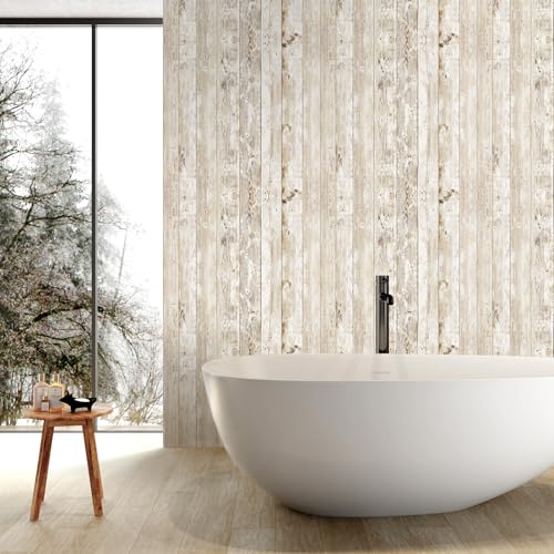 Decoroom Wood Wallpaper Peel and Stick, Shiplap Self Adhesive Contact Paper for Cabinets and Drawers, Removable Wood Grain Wall Paper Easy to Clean 17.7"×118" - Image 3