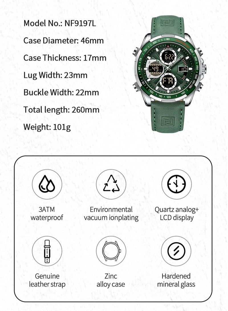 نافيفورس ساعات NAVIFORCE الرجالية الأنيقة، ساعة كرونوغراف رياضية أصلية فاخرة مقاومة للماء، ساعة كوارتز رقمية - Image 4