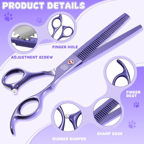 Moontay Professional Dog Grooming Scissors Set, 7 Inch/8 Inch Pet Grooming Scissors Chunkers Shears for Dog, Curved Dog Grooming Scissors, Thinning Shears for Dog with Grooming Comb - Image 4
