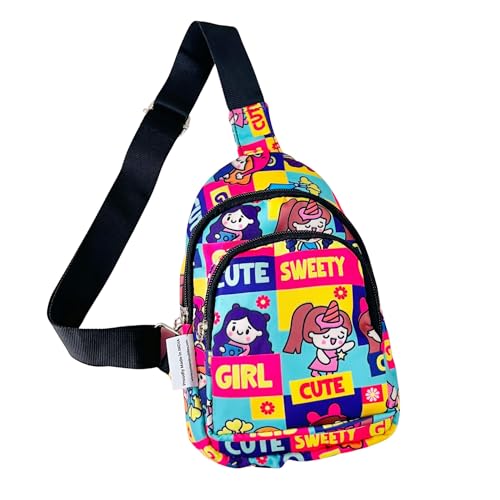 Cots and Cuddles 1pc Girl Print Colourful Cross body Bags for Boys and Girls Kids School, Picnic, Return Gifts, Office - Image 1