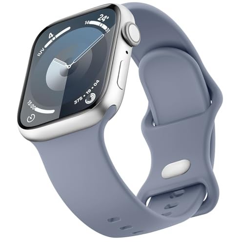 Mugust Sport Bands Compatible with Apple Watch Band 41mm 40mm 38mm Soft Silicone Correa Wristband Replacement Strap Compatible for Apple Watch SE2 SE Series 9 8 7 6 5 4 3 Women Men Ice Blue 38mm40mm41mm - Image 1
