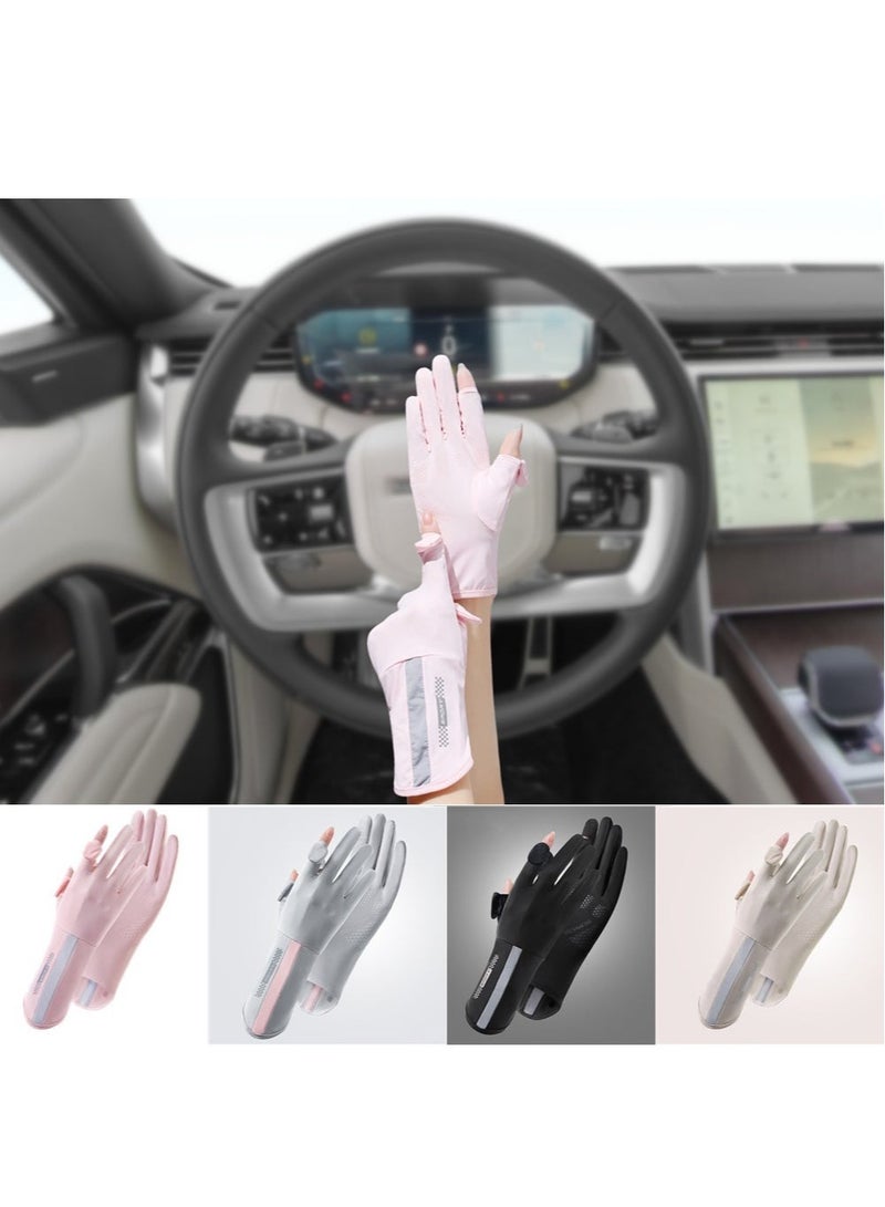 Women’s UV Protection Driving Gloves – UPF50+ Ice Silk Long Gloves with Anti-Slip Palm & Open Fingertips (1 Pair) - Image 3
