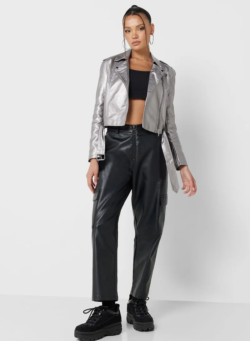 Ginger Metallic Leather Jacket