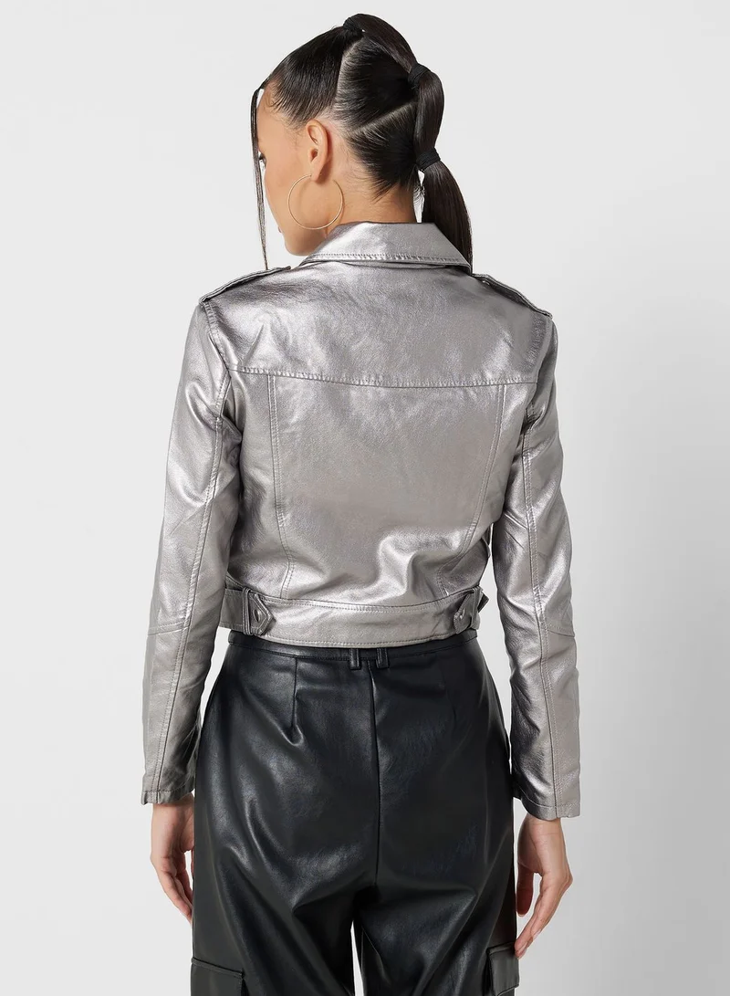 Ginger Metallic Leather Jacket