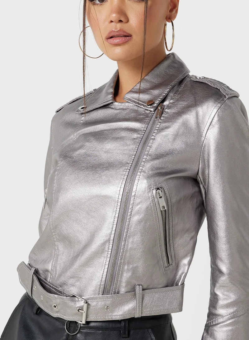 Ginger Metallic Leather Jacket