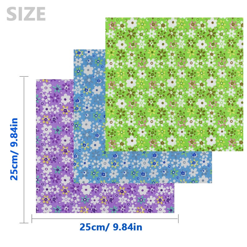 BDS-HOME 9.8X 9.8 42Pcs Cotton Print Fabric Bundle Squares Pre-Cut Multicolor Design Printed Quilting Sewing Floral for Quilting Patchwork DIY Craft Scrapbooking Cloth (Red/Yellow/Green/Blue/Pink/Purple) - Image 4