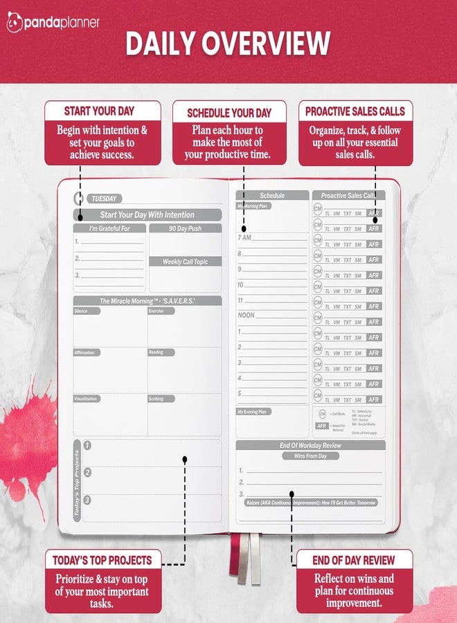 Panda Planner Planner 2026 - Red Panda Planner Sales Pro Daily Planner for Sales Reps | 90-Day Undated Goal, Productivity, & Sales Tracker | Business Planner with Monthly, Weekly & Daily Layout - Image 2