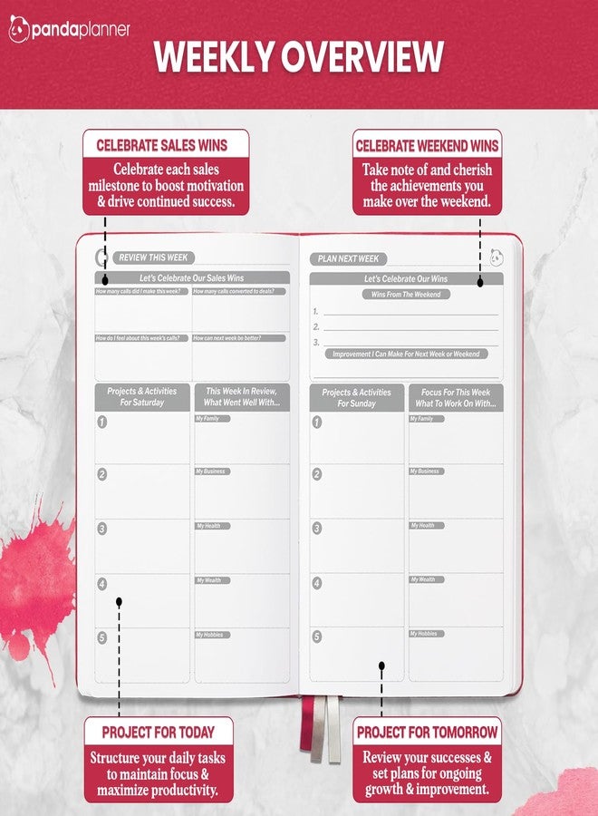 Panda Planner Planner 2026 - Red Panda Planner Sales Pro Daily Planner for Sales Reps | 90-Day Undated Goal, Productivity, & Sales Tracker | Business Planner with Monthly, Weekly & Daily Layout - Image 3