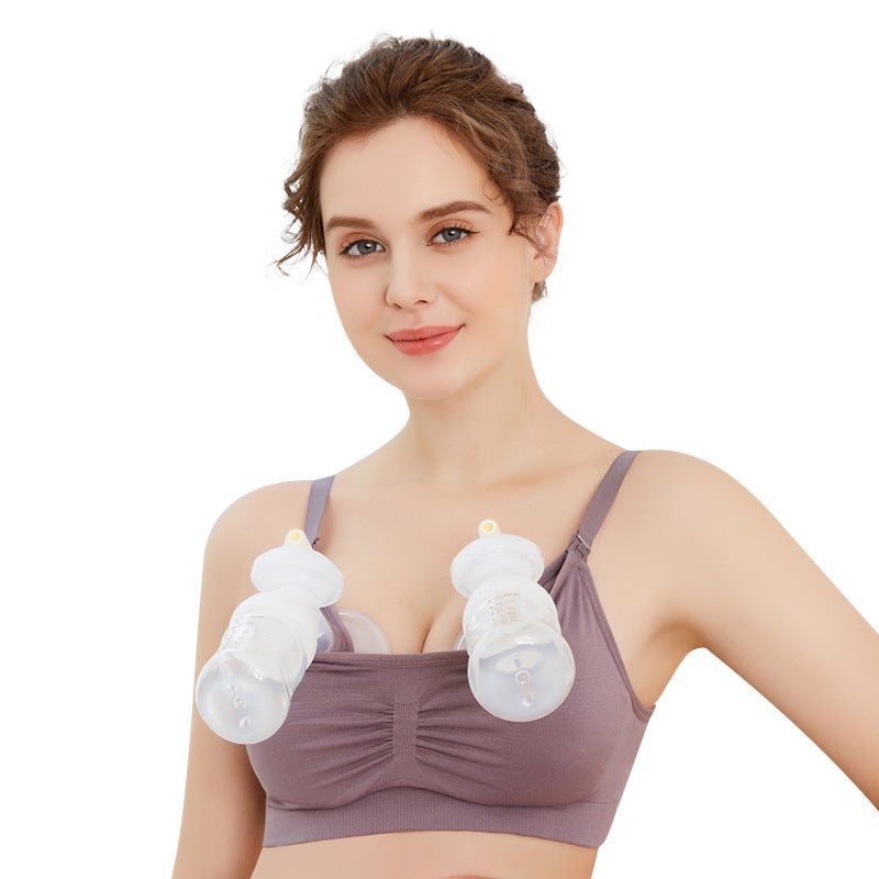 Nursing Underwear Breast Pump Hand-Free Bra Postpartum Wireless Thin Top Buckle Hanging Breast Pump Milking Underwear - Image 1