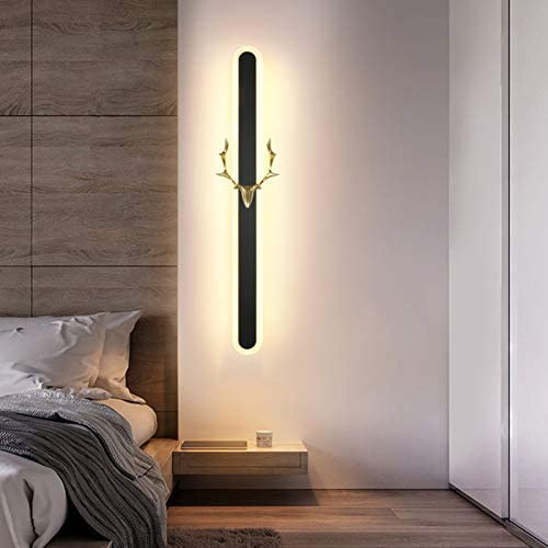 CITRA 15W 500MM Modern Black Long Gold Deer LED Wall Lamp - Warm White - Image 2