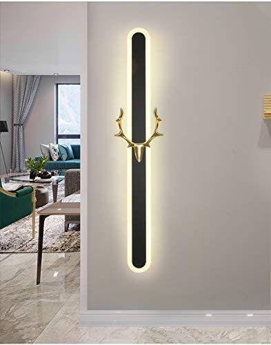 CITRA 15W 500MM Modern Black Long Gold Deer LED Wall Lamp - Warm White - Image 1