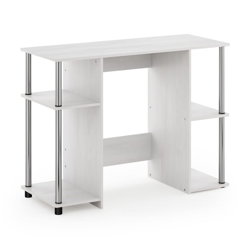 Furinno Jaya Computer Study Desk White OakStainless Steel