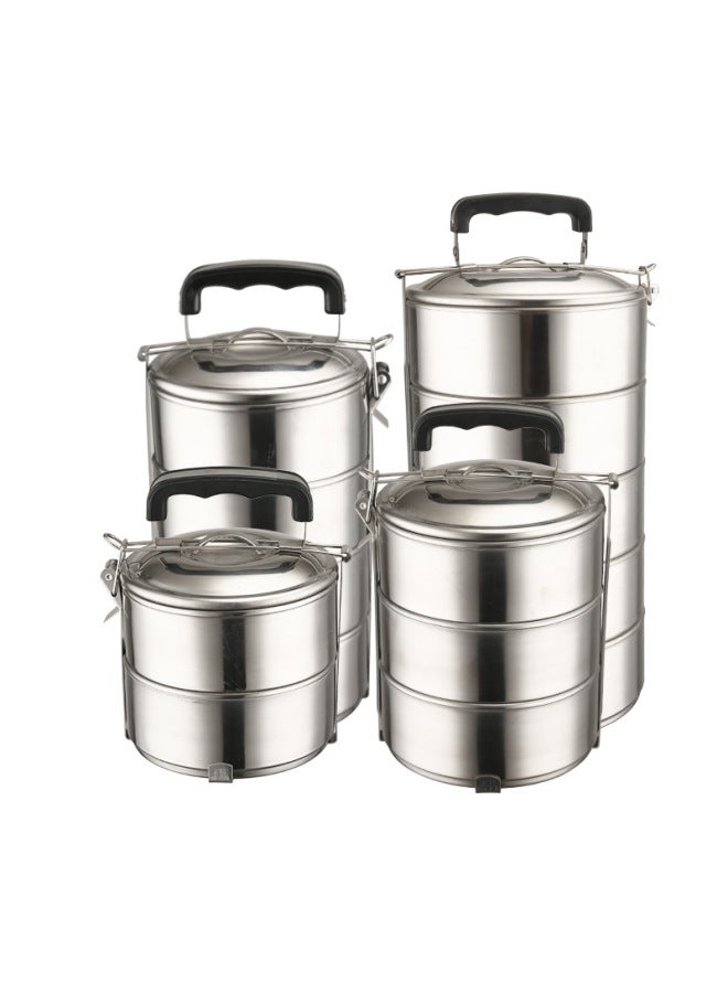Cross-border Multi-layer Stainless Steel Lunch Box Single-layer Food Basket Pot Basket Food Lattice Tableware Lunch Box Food Lattice Box-Specifications:Black Handle Five Layers-Color:18CM  - Image 4