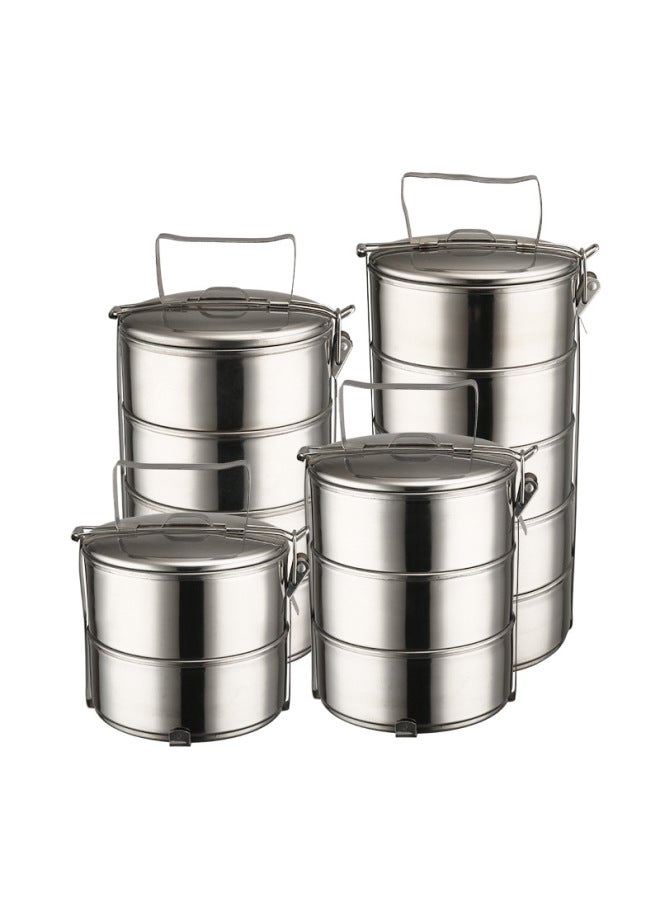 Cross-border Multi-layer Stainless Steel Lunch Box Single-layer Food Basket Pot Basket Food Lattice Tableware Lunch Box Food Lattice Box-Specifications:Black Handle Five Layers-Color:18CM  - Image 5