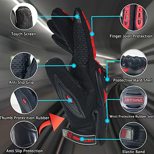 1Storm Motocross Motorcycle Gloves MCS17 BMX MX Bike Bicycle Cycling Hard Reinforced Knuckle Touch Screen Blue - Image 3