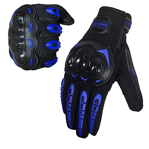 1Storm Motocross Motorcycle Gloves MCS17 BMX MX Bike Bicycle Cycling Hard Reinforced Knuckle Touch Screen Blue - Image 1