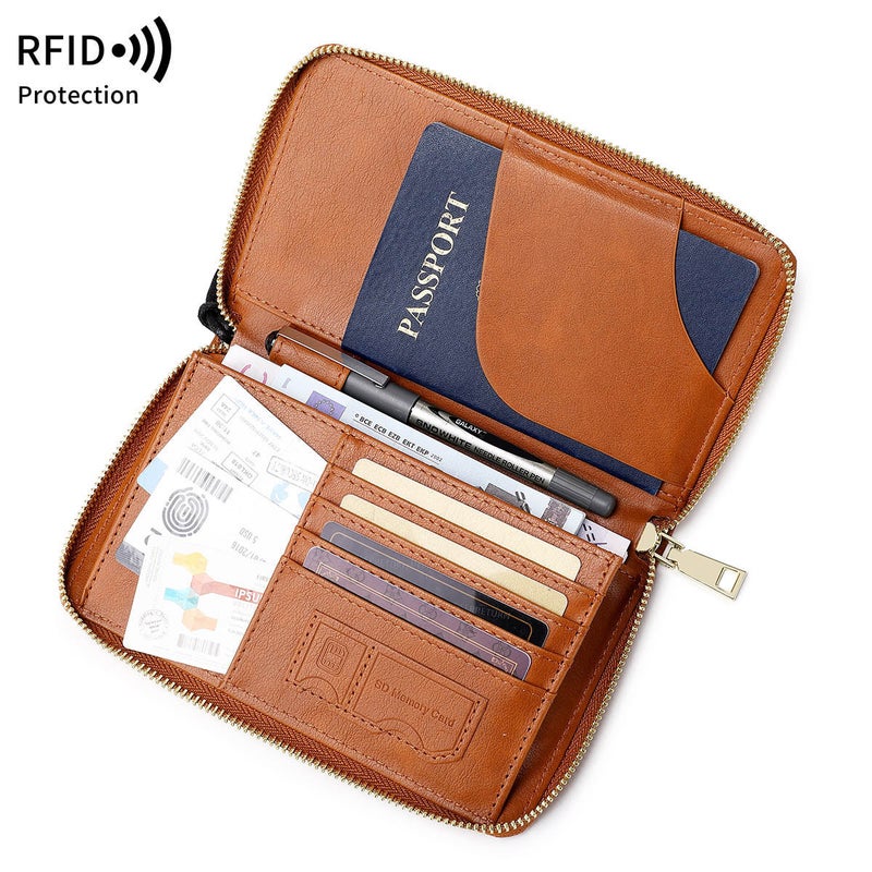 New Rfid Passbook Bag Long Zipper Passbook Holder Air Ticket Multifunctional Travel Storage Id Bag Wallet - Image 5