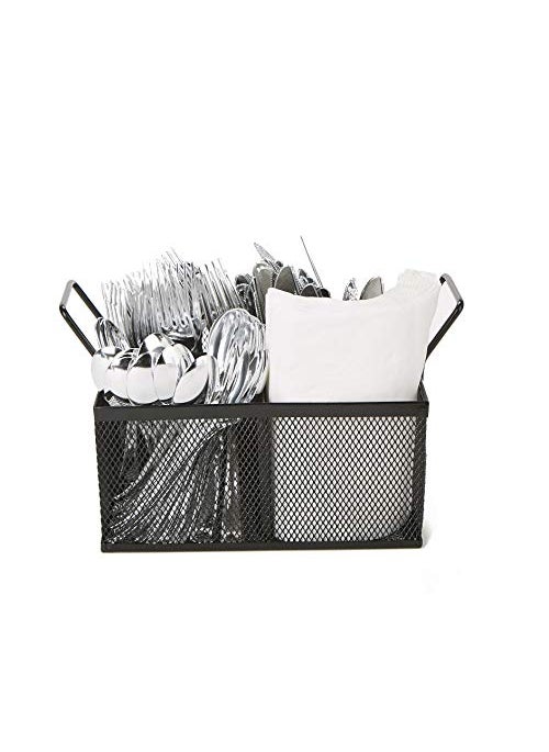 Mind Reader Mind Reader Utensil Accessory Caddy Organizer Countertop Office Kitchen Metal Mesh 85 L x 85 W x 6 H Black 