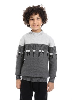 Wool Boys Pullover With Multi Design