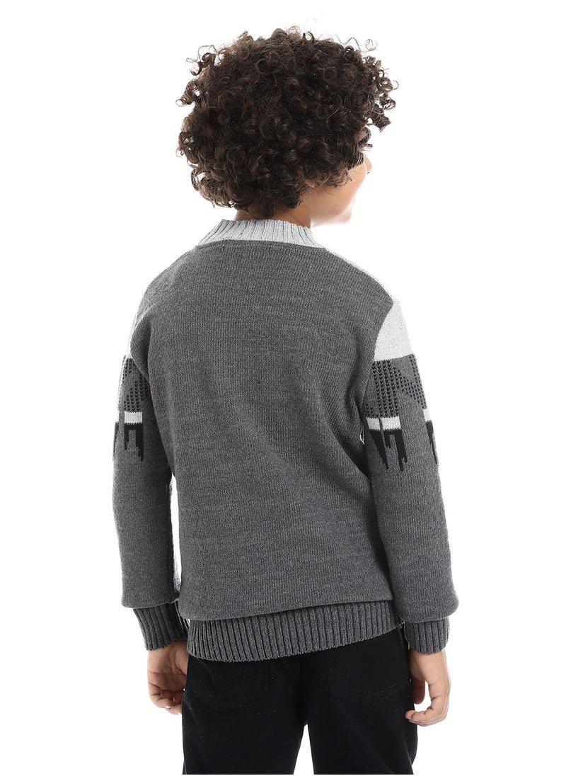 Caesar - Wool Boys Pullover With Multi Design - Image 1