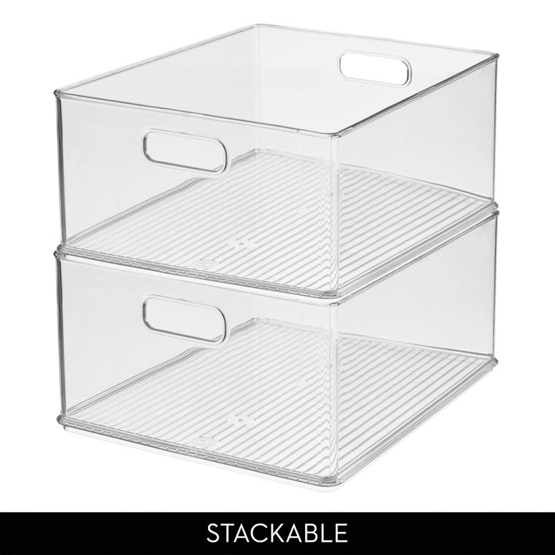 iDesign Recycled Plastic Stackable Storage Bin with Handles - Clear - Image 5