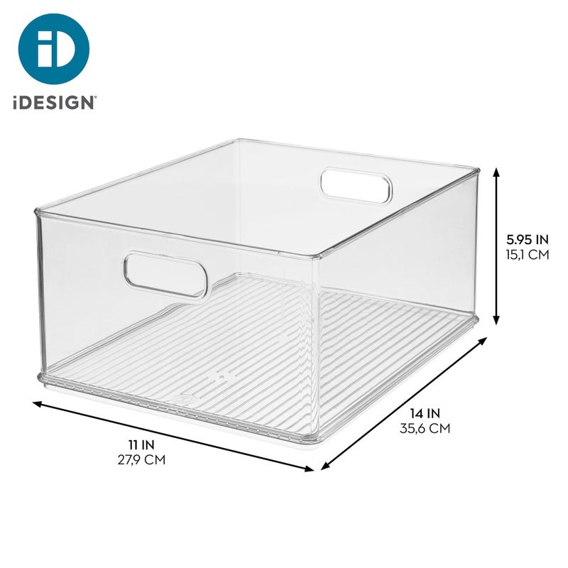 iDesign Recycled Plastic Stackable Storage Bin with Handles - Clear - Image 4