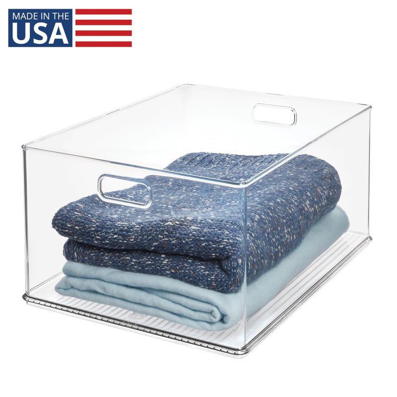 iDesign Recycled Plastic Stackable Storage Bin with Handles - Clear - Image 2