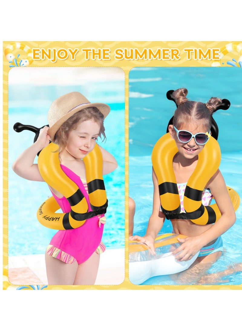 سترة سباحة قابلة للنفخ للأطفال من 2-6 سنوات، عوامات سترة قابلة للتعديل مع مشبك أمان، أذرع سباحة آمنة للأطفال من 30-70 رطلاً - Image 4