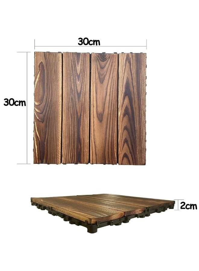 HOME TASTE Wooden Decking Tiles - Interlocking Wood Flooring For Garden Pathways, Patios, Durable Wood Tiles For Outdoor And Indoor Use 20 Pieces - Image 2