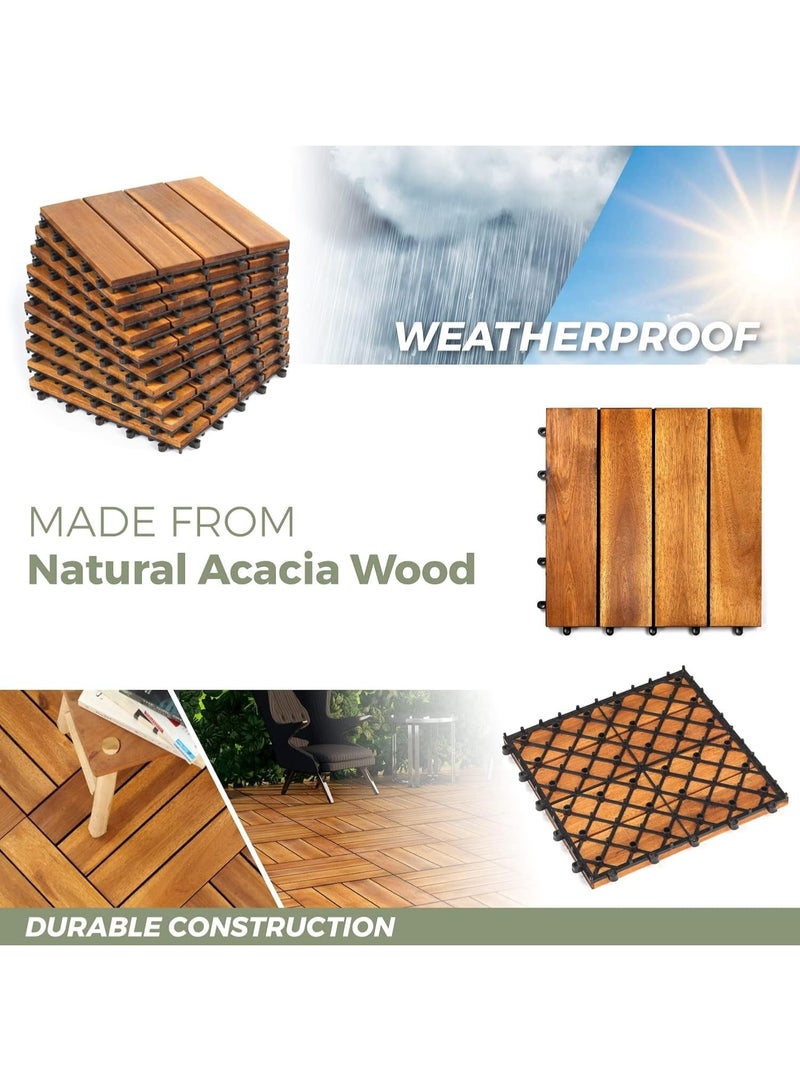 HOME TASTE Wooden Decking Tiles - Interlocking Wood Flooring For Garden Pathways, Patios, Durable Wood Tiles For Outdoor And Indoor Use 20 Pieces - Image 4