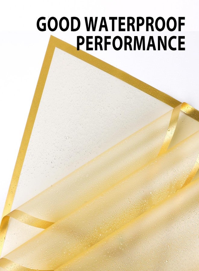 FUHITIM 20 Sheets Flower Wrapping Paper - Waterproof Floral Gift Packaging Paper for DIY Crafts，Florist Supplies Packaging Paper for Wedding Birthday Gift (Transparent Gold) - Image 3