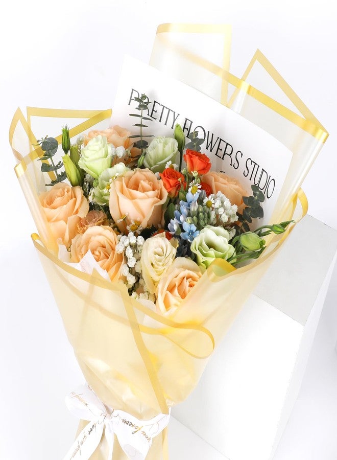 FUHITIM 20 Sheets Flower Wrapping Paper - Waterproof Floral Gift Packaging Paper for DIY Crafts，Florist Supplies Packaging Paper for Wedding Birthday Gift (Transparent Gold) - Image 5