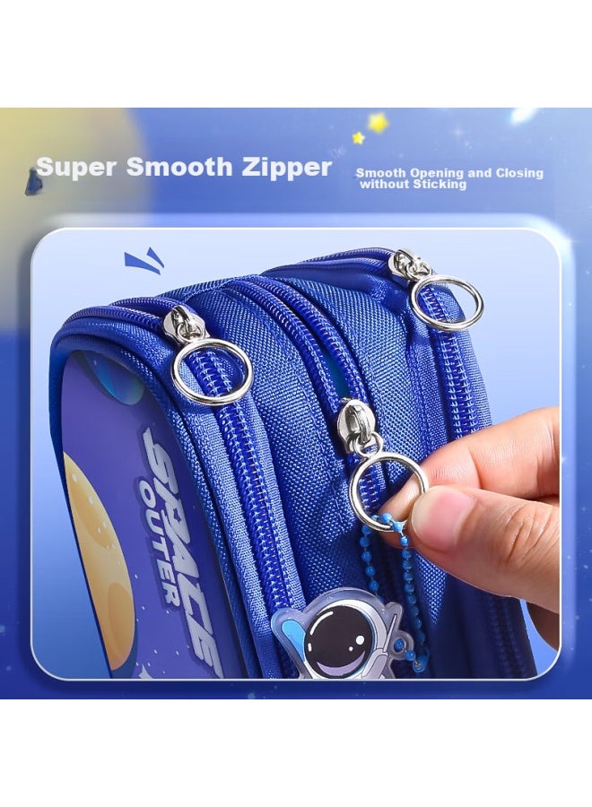 Elementary School Transparent Pencil Case Stationery Box, Boys' Large Capacity Pencil Pouch, Kindergarten Boys' Student Pencil Case, First Grade High-quality Student Stationery, Spaceship Astronaut Design - Image 2