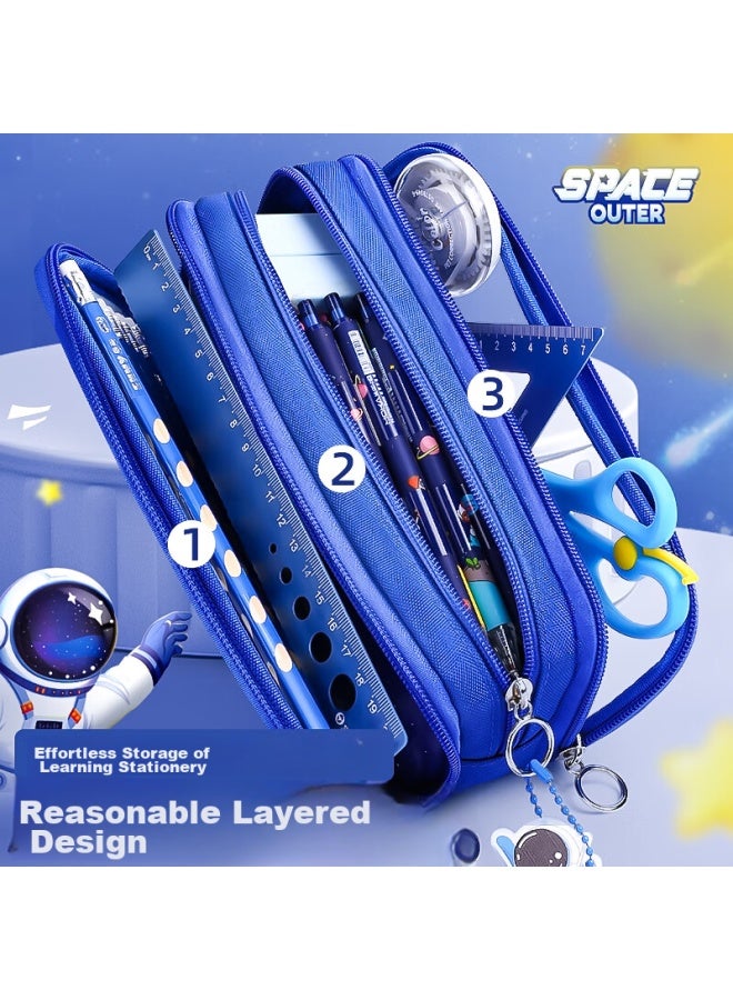 Elementary School Transparent Pencil Case Stationery Box, Boys' Large Capacity Pencil Pouch, Kindergarten Boys' Student Pencil Case, First Grade High-quality Student Stationery, Spaceship Astronaut Design - Image 4