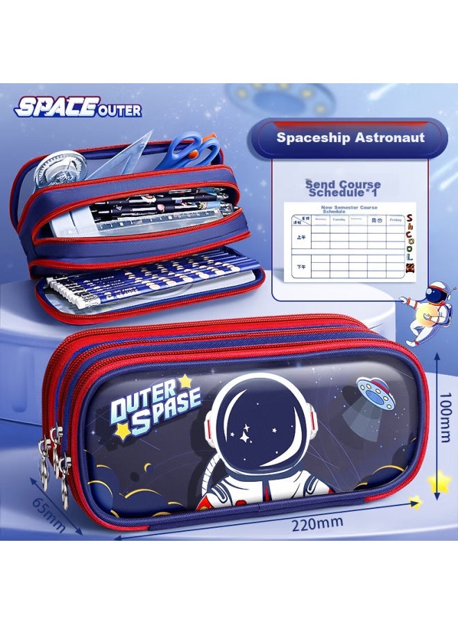 Elementary School Transparent Pencil Case Stationery Box, Boys' Large Capacity Pencil Pouch, Kindergarten Boys' Student Pencil Case, First Grade High-quality Student Stationery, Spaceship Astronaut Design - Image 5
