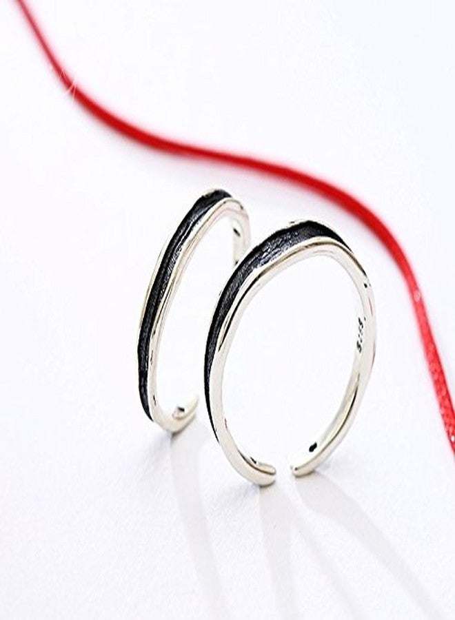 Helen de Lete Romantic Red Thread 925 Sterling Silver Open Ring 2Pcs Couple's Ring Set - Image 5