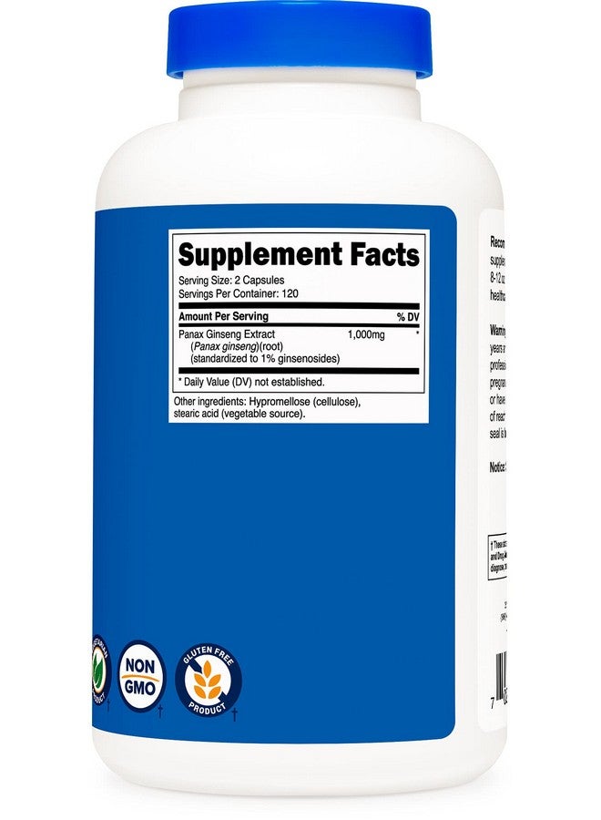 Nutricost بانكس جينسنغ 1000 ملغ 240 كبسولة خالية من الكائنات المعدلة وراثيًا وخالية من الغلوتين 120 حصة - Image 3