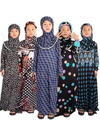 One-Piece Full Body Prayer Dress with Attached Scarf for Girls (Ages 6–7)
