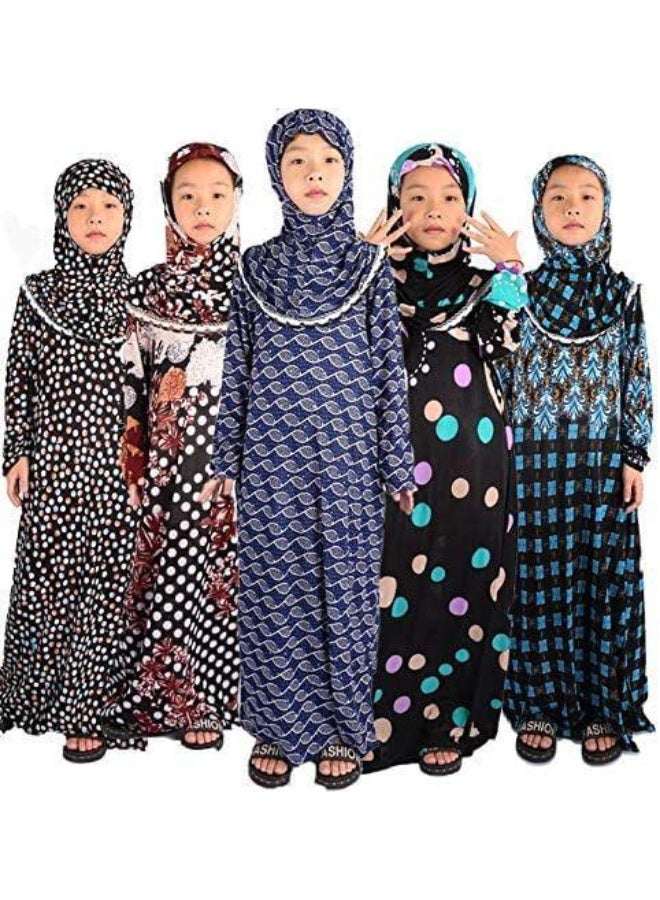 AMYAE One-Piece Full Body Prayer Dress with Attached Scarf for Girls (Ages 6–7) - Image 1