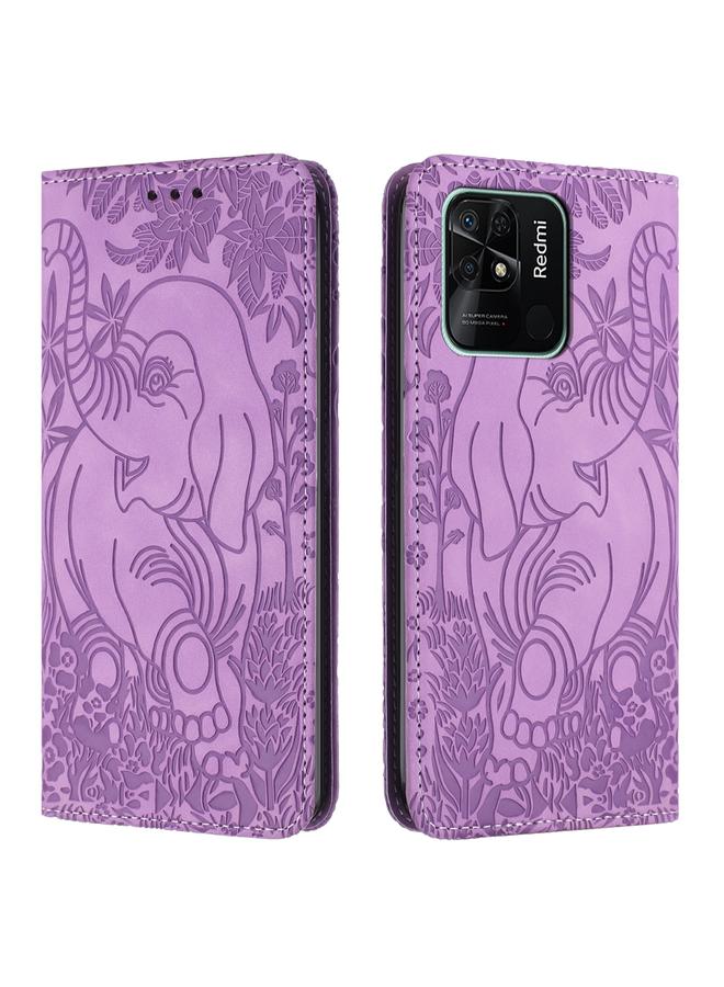The Bros Case For Xiaomi Redmi 10C Retro Elephant Embossed Leather Phone Case